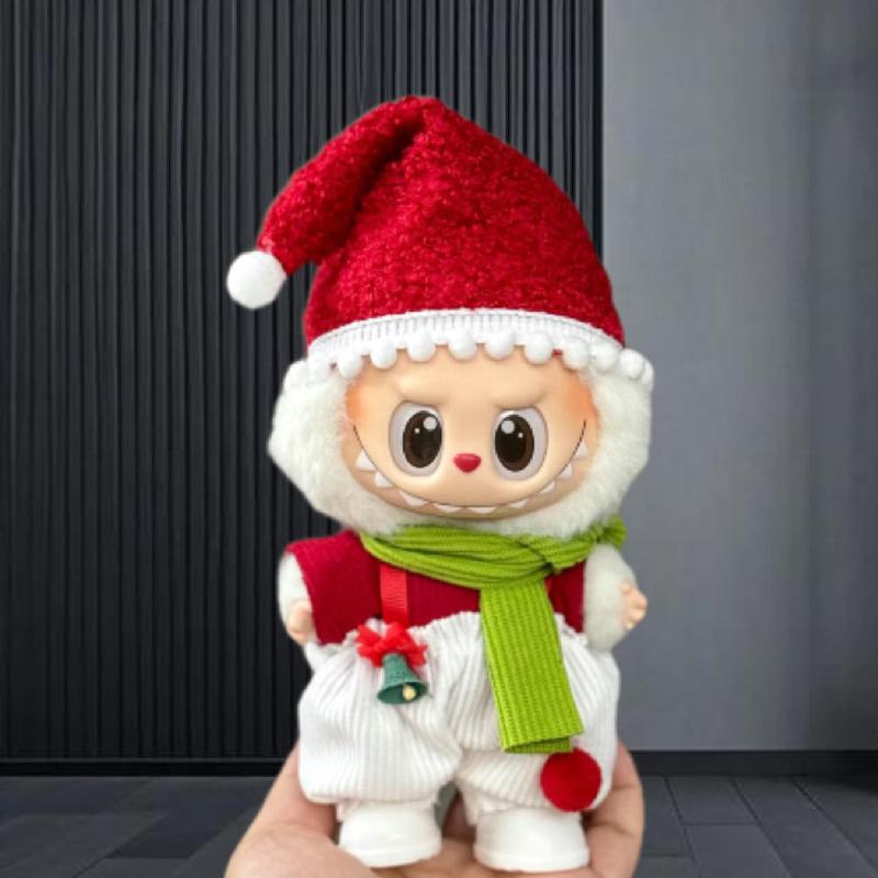 17cm Labubu Baby Doll Clothes Canvas Dress Changing Set Christmas New Year Outfit for 17cm Dolls