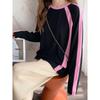Sweet and cool style contrasting long-sleeved T-shirt for women