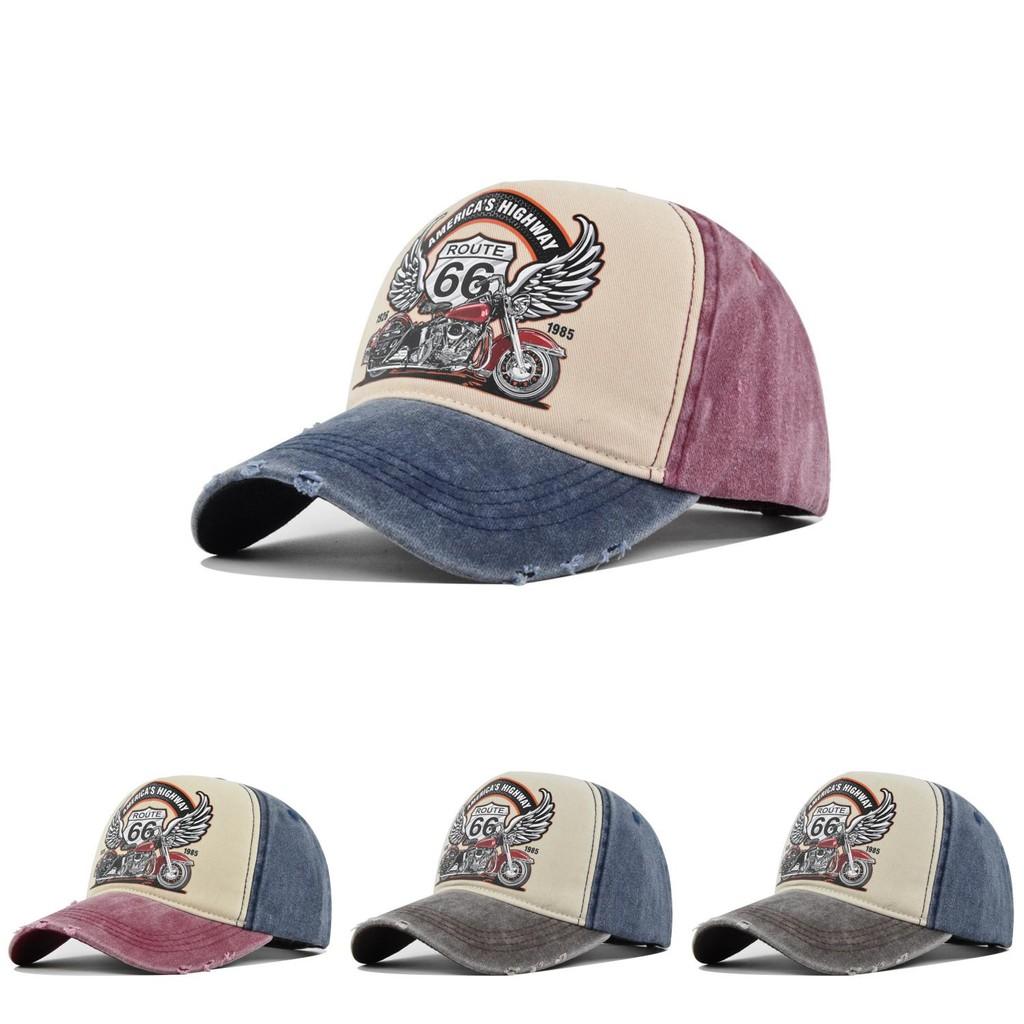 Berretto da Baseball Vintage Route66 Cappello con Stampa Retrò a Becco d'Anatra Cappello da Motociclista Camionista Cappello da Sole da Uomo