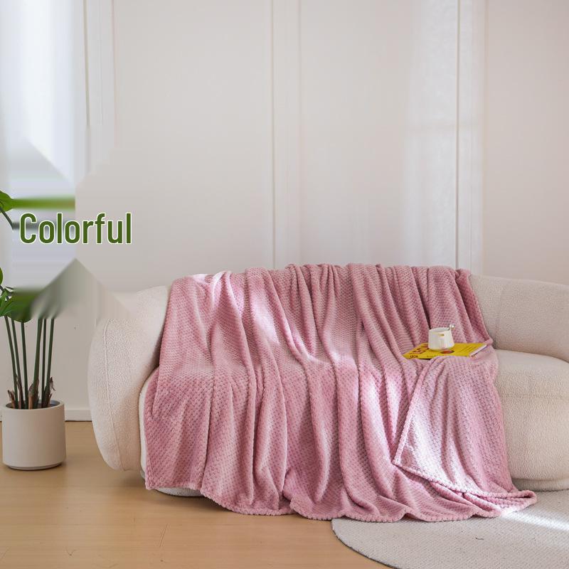 Thickened Pineapple Plaid Coral Fleece Blanket - Sofa, Yoga, Nap, or Japanese Style Cover