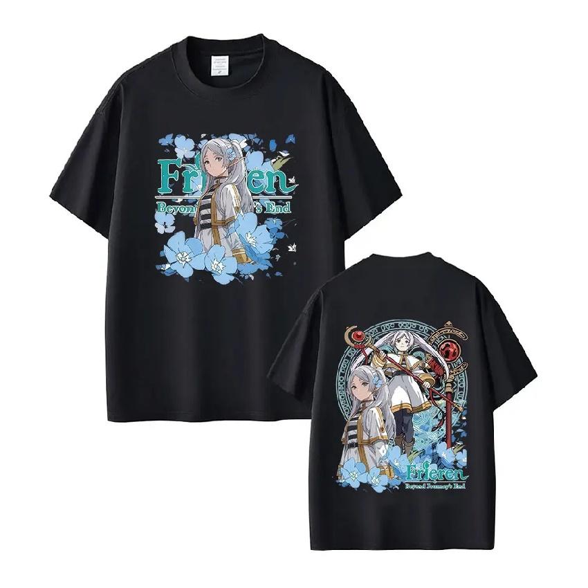 

Anime Frieren_ Beyond Journey s End Frieren Graphic T Shirt Men Women Summer Harajuku High Quality Cotton Short Sleeve T-shirt S чёрный