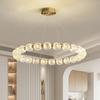 Luxury Transparent Acrylic Ball Ring Pendant Lamp Living Room Restaurant Designer LED Chandelier Decor Hanging Lighting Fixture