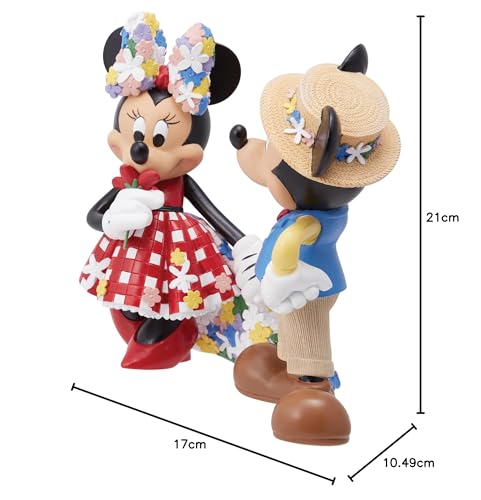 Enesco Disney Showcase Botanical Mickey and Minnie Mouse Holding Hands Figurine, 6.69 Inch, Multicolor