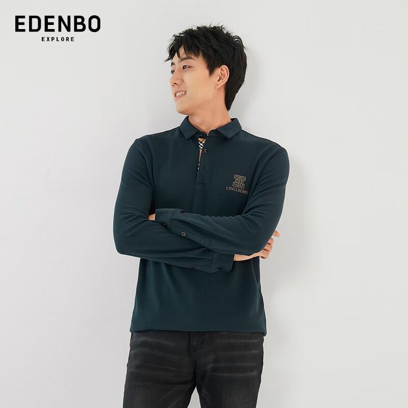 Edenbo Men s Wrinkle-Resistant Business Casual Long Sleeve Polo T-Shirt 190/104A