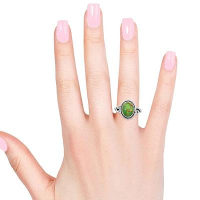 Kupfer Türkis Edelstein Ring massiver Stein 925 Sterling Silber Stein Statement Ring für Damen Geschenkidee Edelstein Schmuck ca. 5,1 g