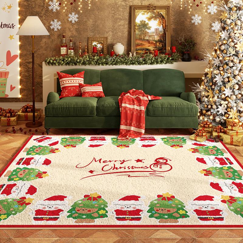 Christmas Living Room Decoration Rug Large Area Anti-slip Mat Fluffy Soft Children Rugs Cute Cartoon Bedroom Decor Plush Carpet