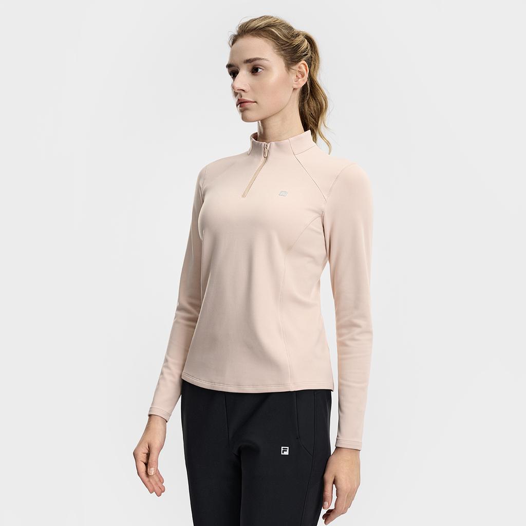 Fila Fleece-Version Einfach Sporttraining Bequem Vielseitig Warm Langarm-T-Shirt Damen Oberteile Rosa A11W611219FPK