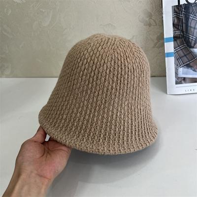 Autumn and Winter New Knitted Basin Hat Women Crochet Dome Bucket Hat Loose Brimless Versatile Plain Hat
