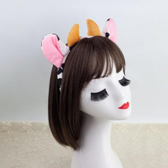 Cow Ears Hair Hoop Set with Bendable Tail Adults Teens Farm Animal Costume Set Black White Cow Accessories