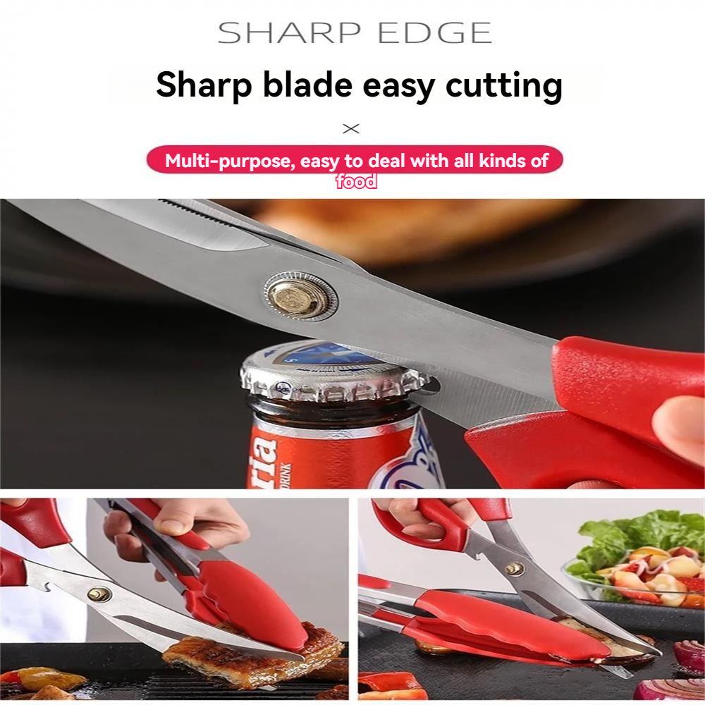 Stainless Steel Barbecue Scissors Clip Set Kitchen Tools Silicone Food Clip Scissors Outdoor Camping Barbecue Set Korean Home