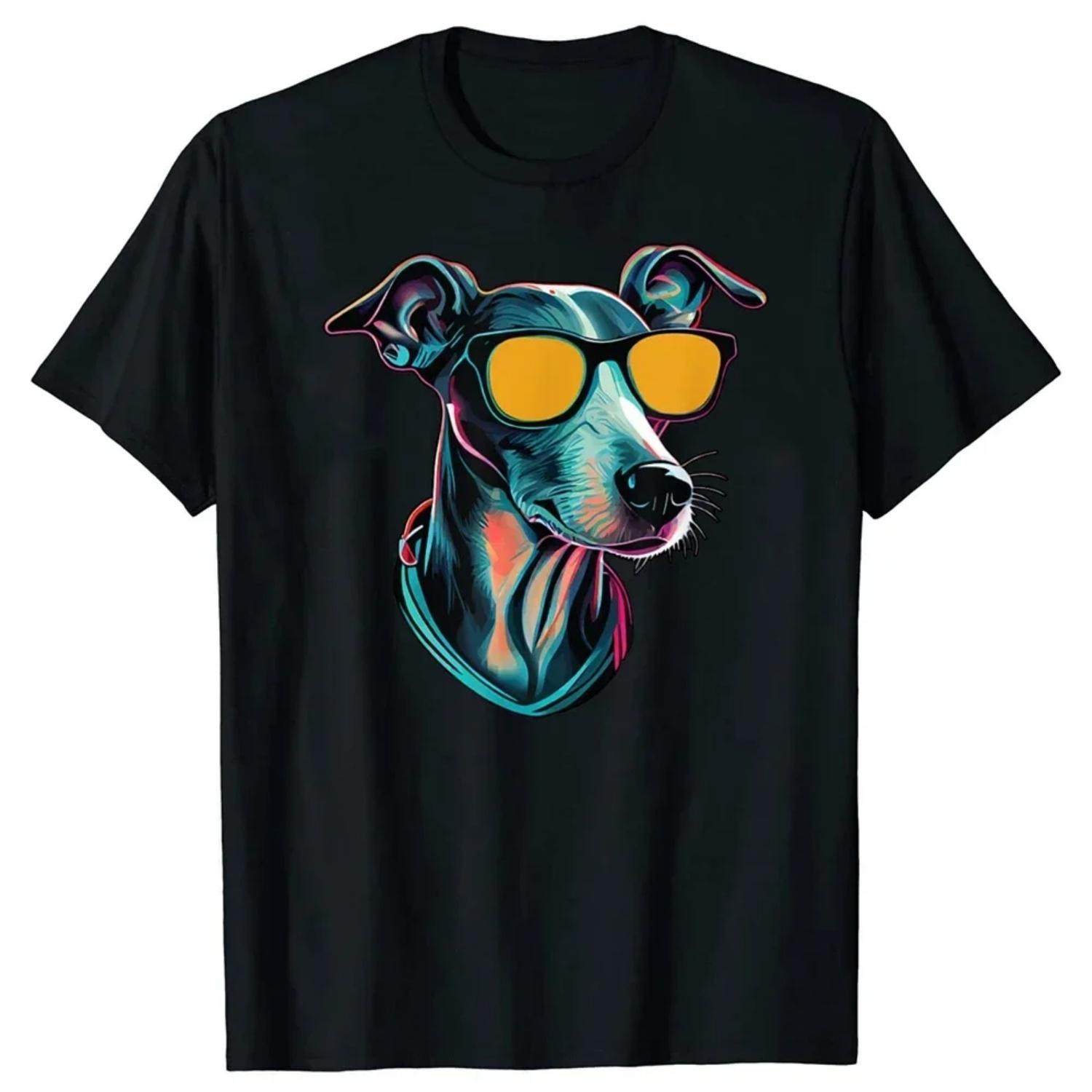 

Mom and Dad Cool Dog Sunglasses Italian Greyhound T-shirt Pattern Street Clothing Gift Summer s and s Clothing S чёрный