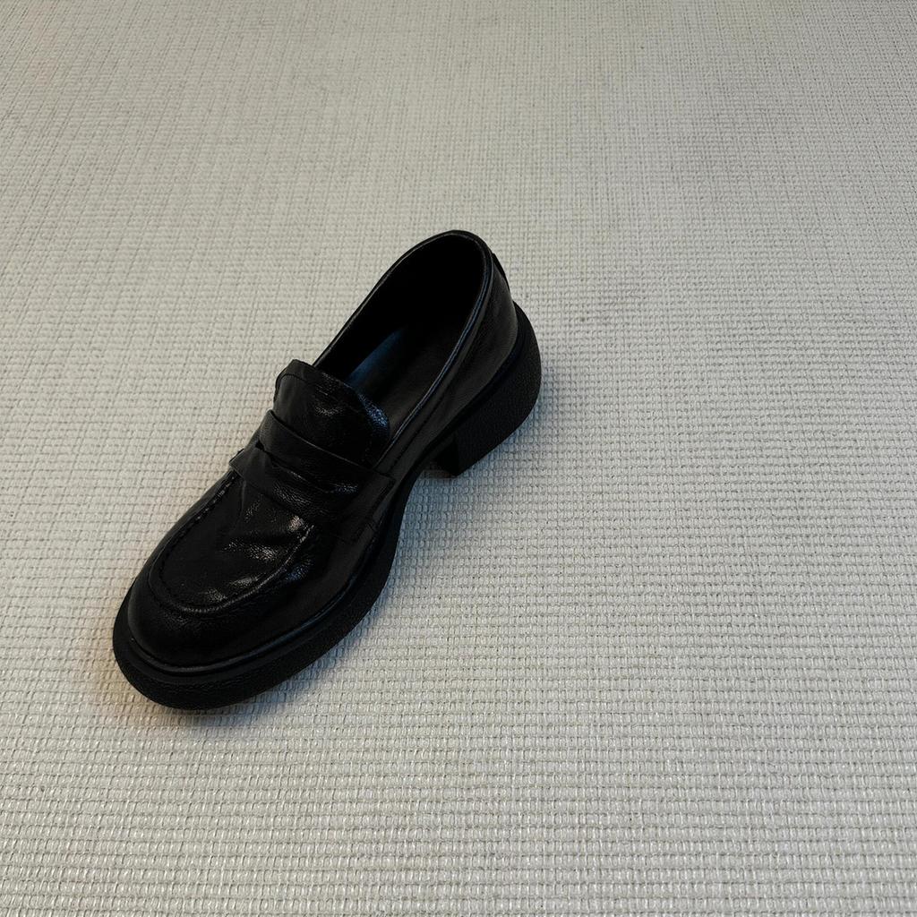 Sheepskin version~ British style platform loafers women's one-pedal lazy shoes versatile single shoes college style jk uniform shoes
