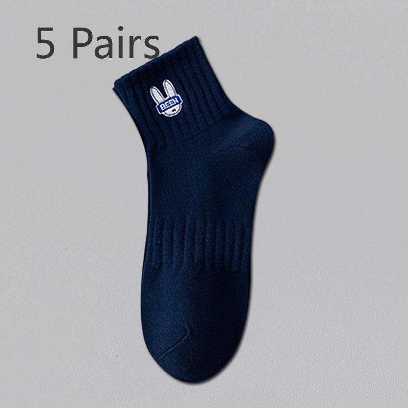 

5 пар мужских весенне-осенних спортивных хлопковых дезодорирующих носков-гольф для баскетбола, хорошо впитывающих пот 5 Pairs темно-синий