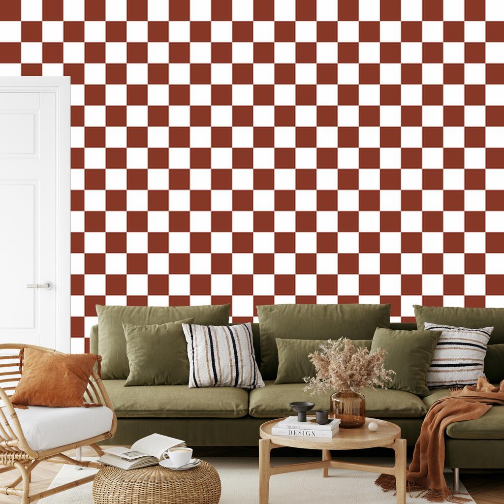 Checkerboard wallpaper red and white, red background 50x1000