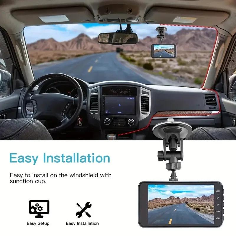 4-inch Dashcam, HD Dual-lens Touchscreen, WiFi Car Dashcam