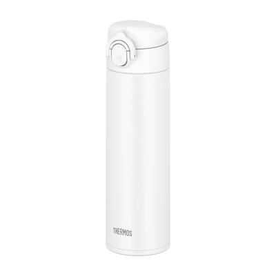 Garrafa térmica compatível com isolamento a vácuo para água, caneca móvel de 500 ml, corpo e peças brancos, todos laváveis na máquina de lavar louça, garrafa de aço inoxidável aberta WH