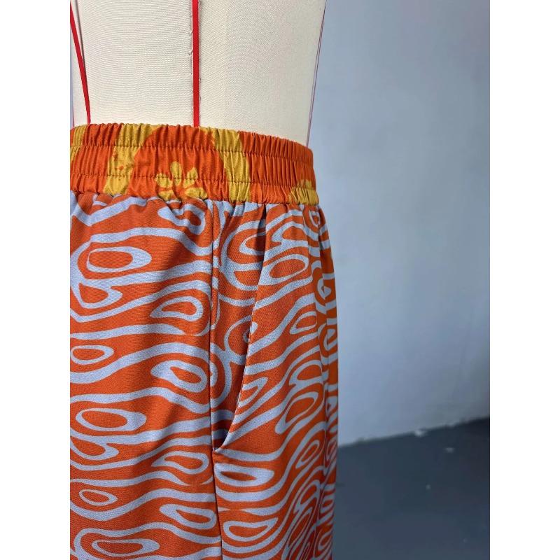 Women Pant Set Two Piece Sets V Neck Bat Sleeve Print Wide Leg Long Pants Casual Loose Elastic Waist Y2k Streetwear