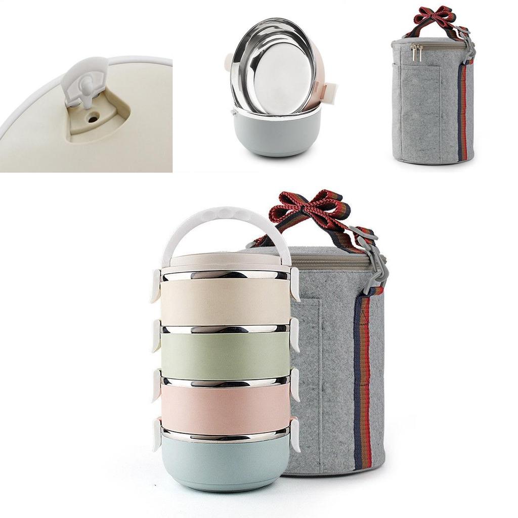 Stilvolle 3-stöckige Edelstahl-Thermos-Lunchbox für mühelosen Essentransport