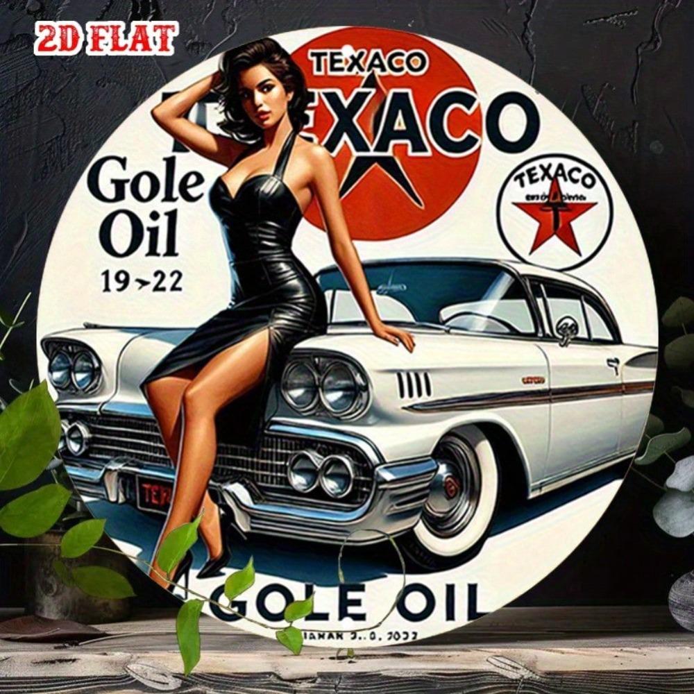 Vintage Texaco Tin Sign Retro Car Garage Metal Wall Art 7.87 Inch Indoor Outdoor Decor