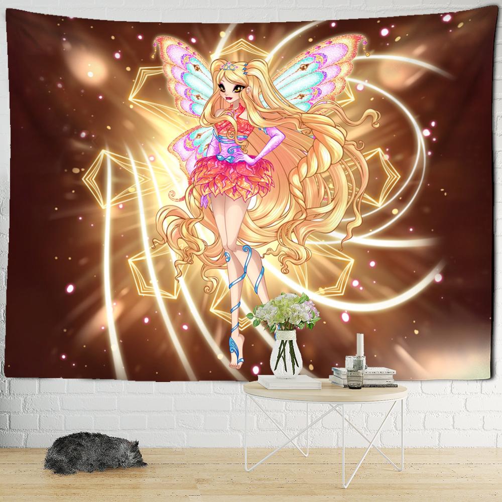 

Мультяшный розовый гобелен для девочек из аниме в стиле бохо, каваи, художественный минималистичный настенный декор для детской комнаты, общежития 95x70cm