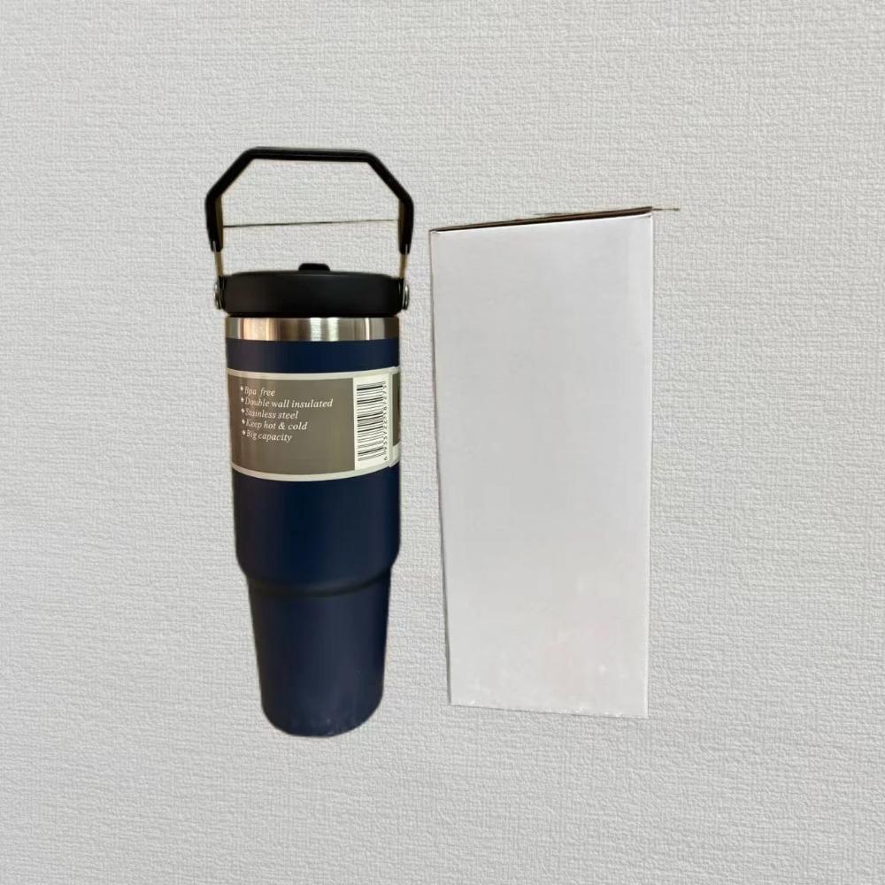 

New H2.0 Tumbler Multicolor with Handle & Straw Available 30oz |Travel Cup Holder|Insulated Stainless Steel Mug|BPA-Free|Cream 30oz королівський синій колір