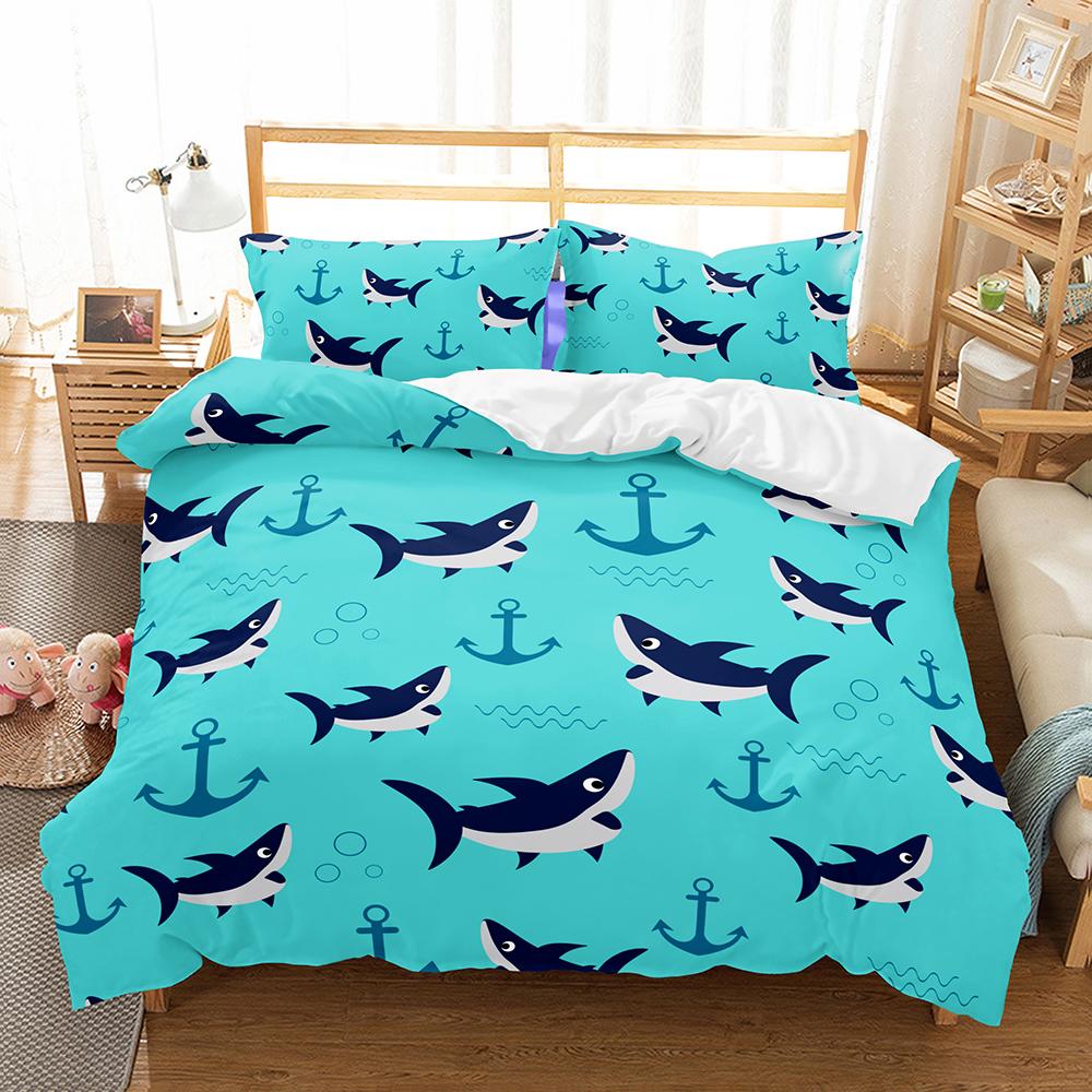 3D Digital Shark Duvet Cover Set With Pillowcase Bedding Set Single Double Twin Full Queen King Size Bed Set For Bedroom Decor