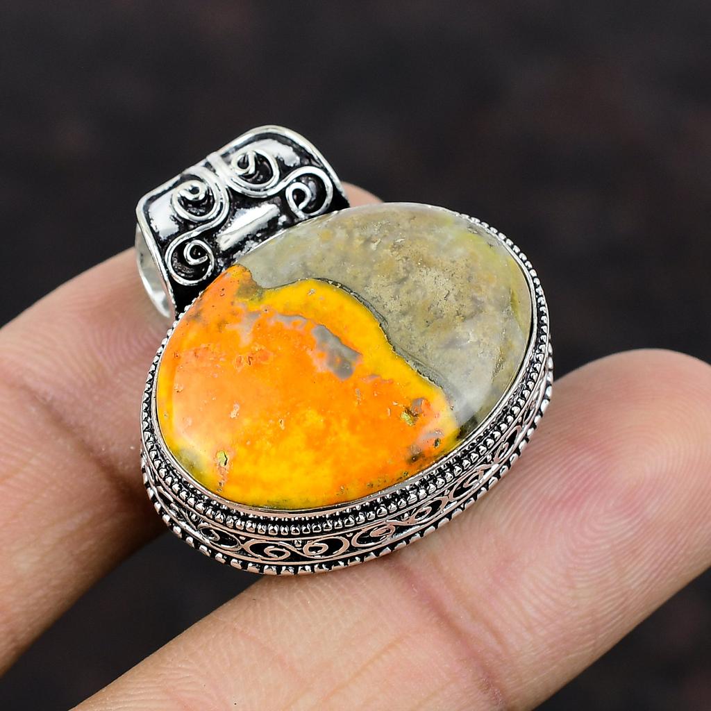Bumble Bee Jasper Pendant Real Gemstone Pendant 925 Sterling Silver Pendant Handmade Vintage Pendant Silver Jewelry For Gift Dainty Pendant