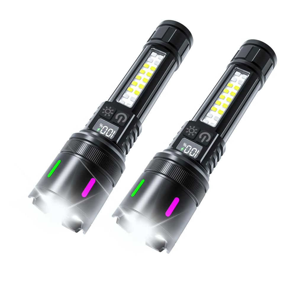 Lumens LED Military Digital Battery Super Powerful 7 Zoom Red and Blue Warning Side COB Work Ideal for Night Outdoor and Power Outages 20,000