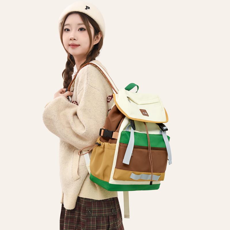 Travel Backpack Color Contrast Backpack Large Capacity Lightweight Student Schoolbag