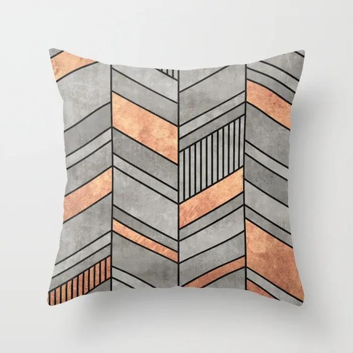 Juste De Coussin Géométrique Pour La Décoration Intérieure, Ferme, Oreiller De Canapé, Bois Créatif, Taie D'oreiller En Marbre Mars, Mode