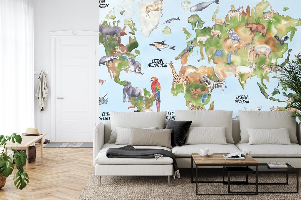 Photomural Watercolour World Map Non-Woven 368x280