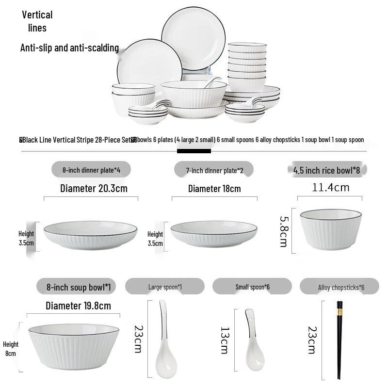 Европейский стиль 28-предметный набор столовой посуды из костяного фарфора