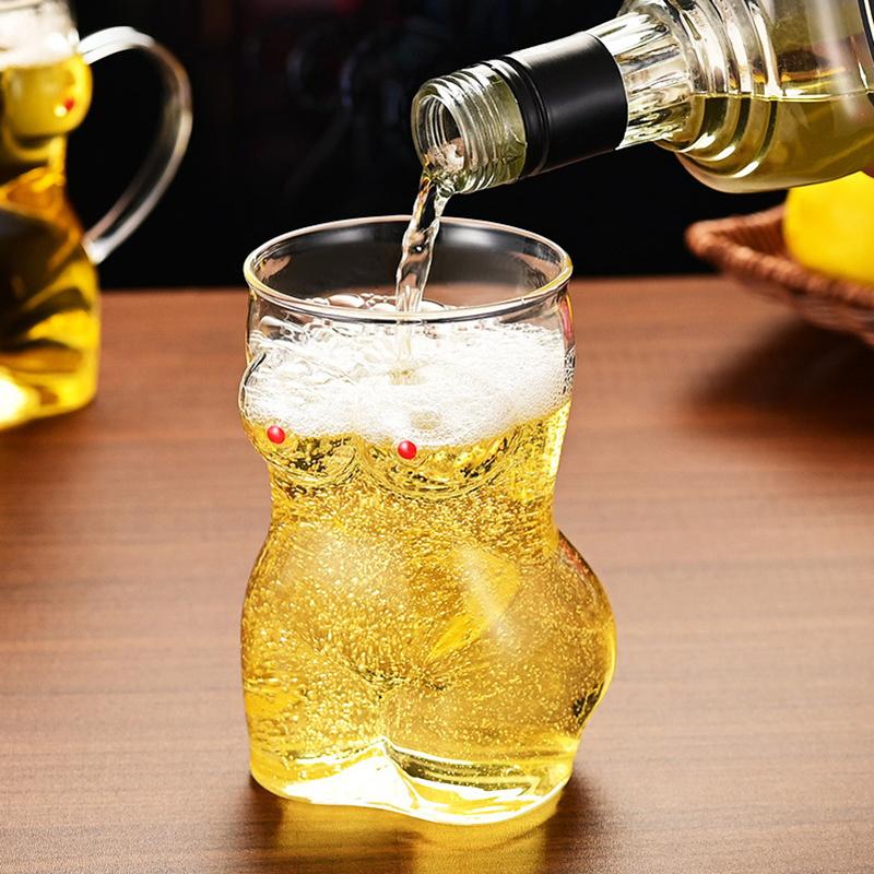 Glass Beer Mug Creative Women Body Shaped Beer Glasses Water Cup Sexy Beer Mug Cocktail Glass Pub Drinking Mugs Beer Cup