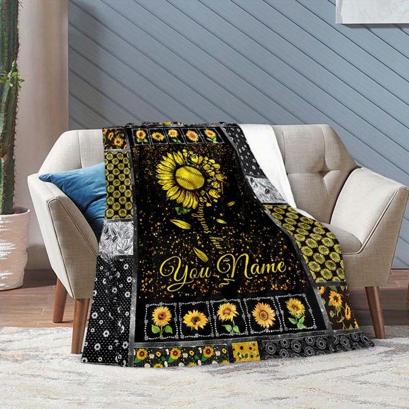 Yellow Sunflower Customize Your Name Blanket Warm Comfortable And Soft Blankets Are Suitable For Home Lunch Break Blanket Office Sofa Sofa Gift To