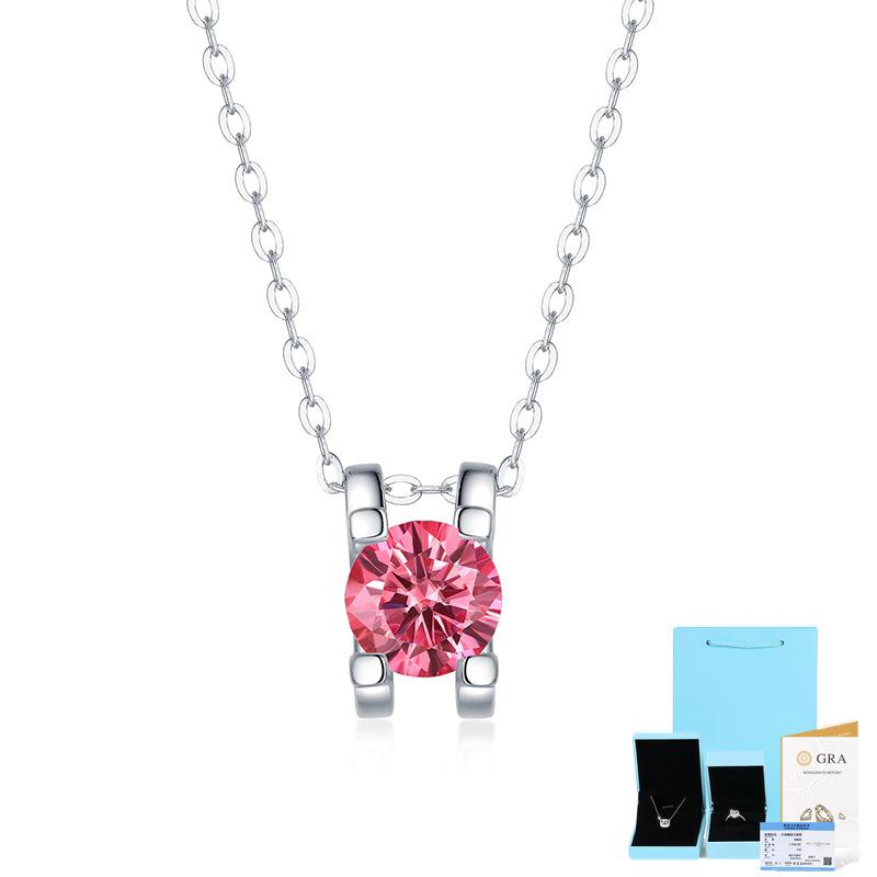 Bague Ringen S925 Silver Inlaid 1-3ct Color Moissanite Pendant Simple Ox Head Pendant Collarbone Necklace