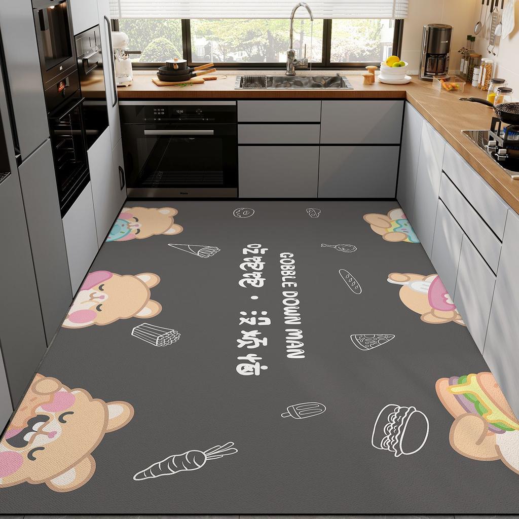 Diatom Mud Kitchen Mat Non-Slip Oil-Resistant Water-AbsorbentWipeable No-Wash Doormat Dirt-Resistant Waterproof Wall-to-Wall Carpet