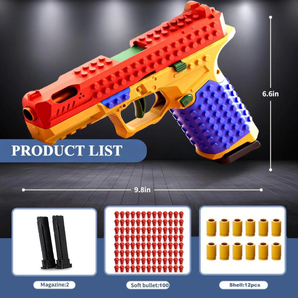 SIG17 Wiszący Pistolet Zabawkowy Ciągły Ogień Klockowy Pistolet Rzucający Łuskami Airsoft Blowback Zabawka Strzelanie na Zewnątrz dla Dzieci