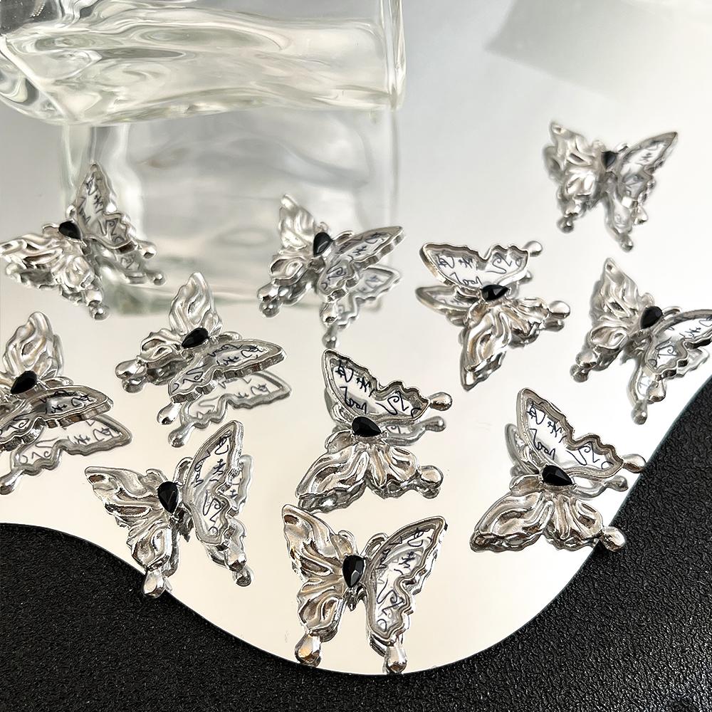 1pc Dark Gothic Retro Gun Black Butterfly Spider Zircon Fan Pendant for DIY Personalized Y2k Necklace Earrings Charm Accessories