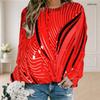 Women Plus Size Polka Dot Printed Round Neck Long Sleeve Ribbed Cuffs White Pullover Sweatshirt
