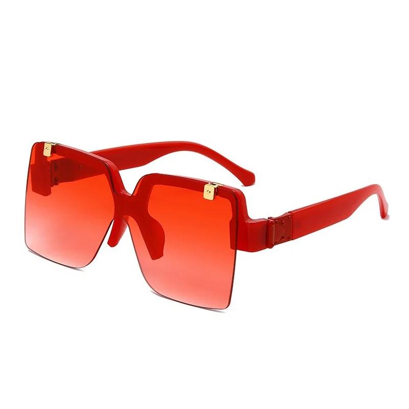 Unique Half Frame Flap Square Sunglasses For Women New Luxury Gradient Sun Glasses Men Oversized Hip Hop Uv400 Eyewear