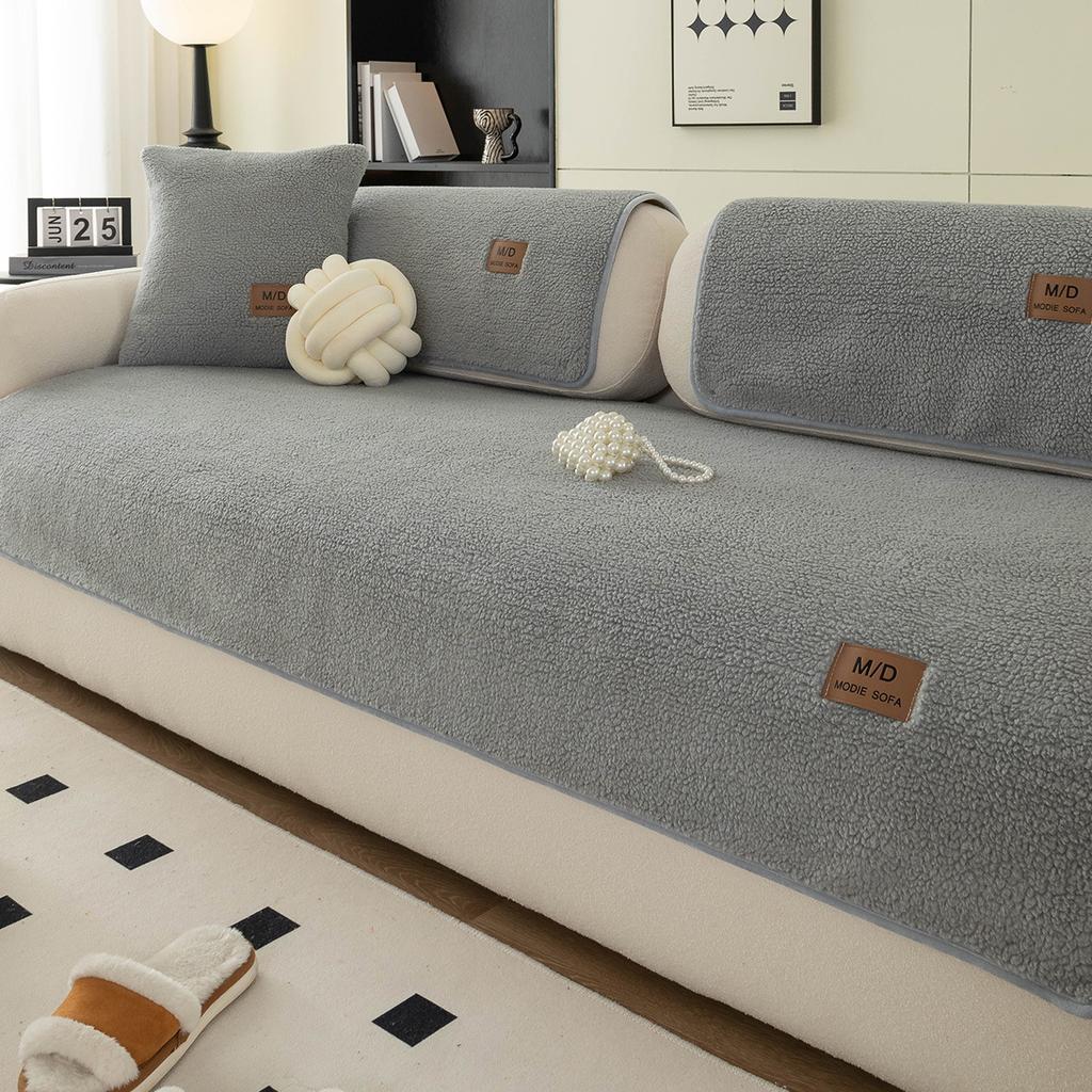 Lamb Plush Sofa Cushion Autumn And Winter  New Thickened Four-Season Universal Seat Cushion Non-Slip Cover Cover Cloth Towel