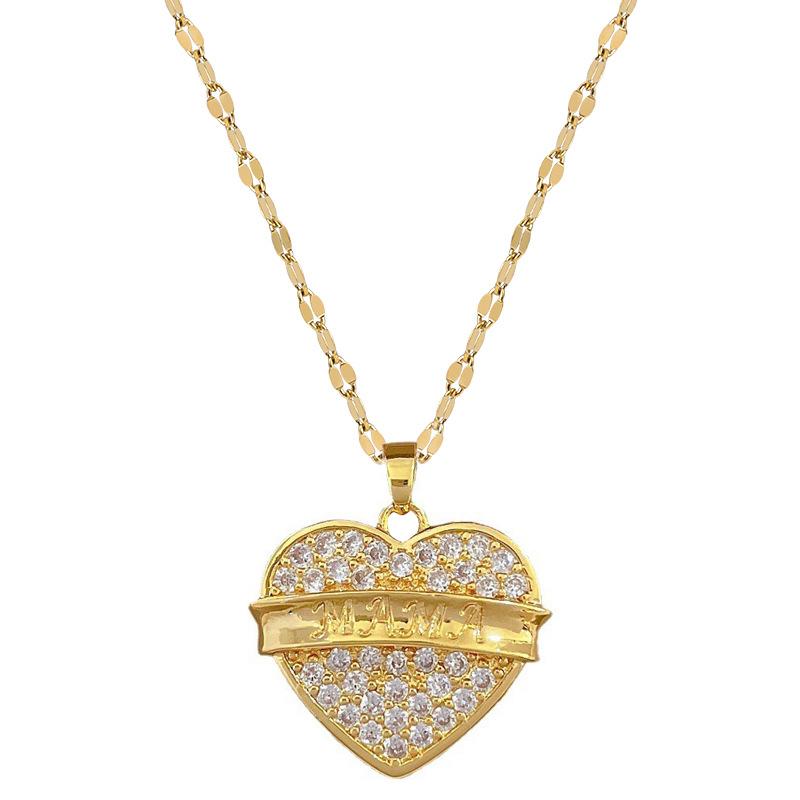 Titanium Steel Love Mother Light Luxury Banquet Wedding Necklace Female Versatile Collarbone Chain Titanium Steel Chain