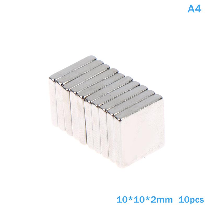 10 Stück Magnete in verschiedenen Größen Starker Neodym-Magnet N35 Ndfeb Permanentmagnetische Imanes Block Leistungsstarke Magnete Kühlschrank