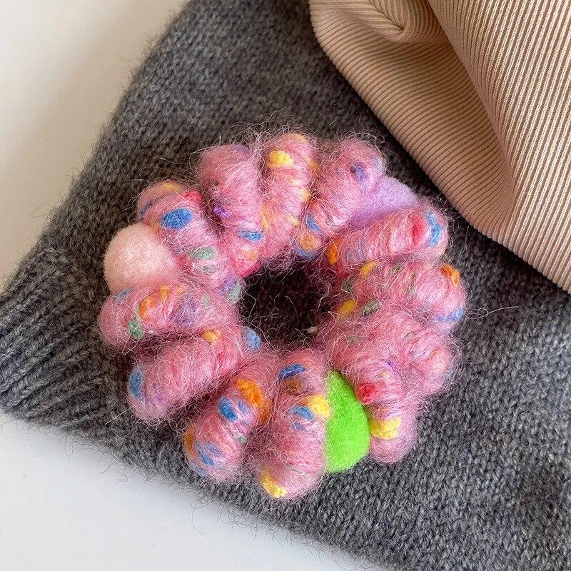 Trendy Plush Telephone Wire Elastic Hair Bands Scrunchies Sweet Colorful Hair Ropes Rubber Bands For Women Hair Accessories Gift