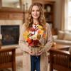 Artificial Pumpkin Floral Arrangement Tabletop Decoration with Burlap Base Fall Harvest Centerpiece for Home Office Seasonal Display