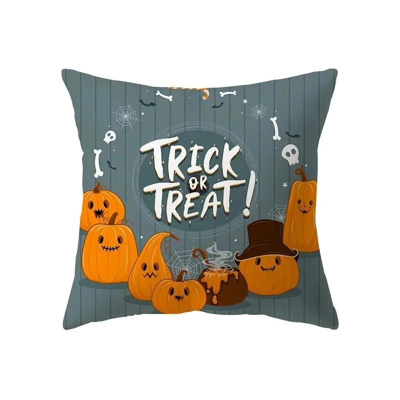 Halloween Theme Pillow Cover Car Office Living Room Sofa Halloween Pumpkin Lantern Decoration Pillow Cover