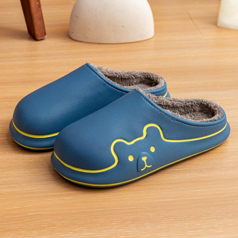 Autumn and winter fashion waterproof cotton shoes women wear versatile non-slip velvet thick-soled warm couple home cotton slippers men