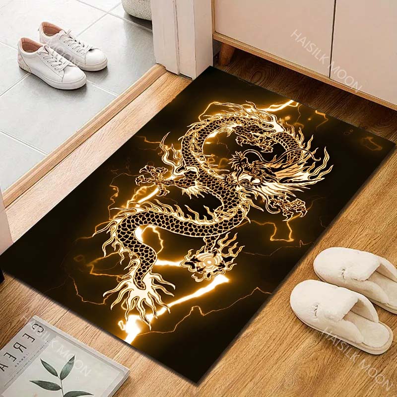 1PC Glowing Dragon Design Carpet for Living Room Bedroom Sofa Home Decor Rus Non-slip Floor Mat Luxury Gift Multiple Sizes