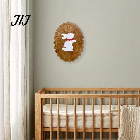 Photography Setting Props Rustic Wooden Wall Stickers, Nordic Rabbit Goose Decor, Cute Forest Animal Decor Art for Kids Bedroom Nursery Prop