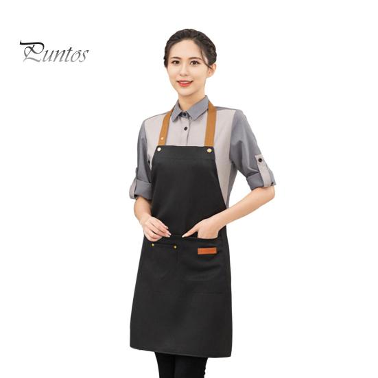 Waterproof Apron for Men Women Adjustable Length Waist Tie Multi-Pocket Apron for Kitchen Grill Restaurant Bar Cafe Beauty Salon Nail Studio Uniforms